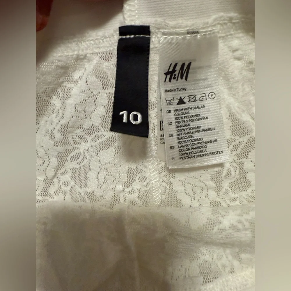 H&M girls Cream Lace Leggings Size 10 in good condition
